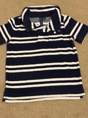 Janie and Jack Navy and White Striped Polo